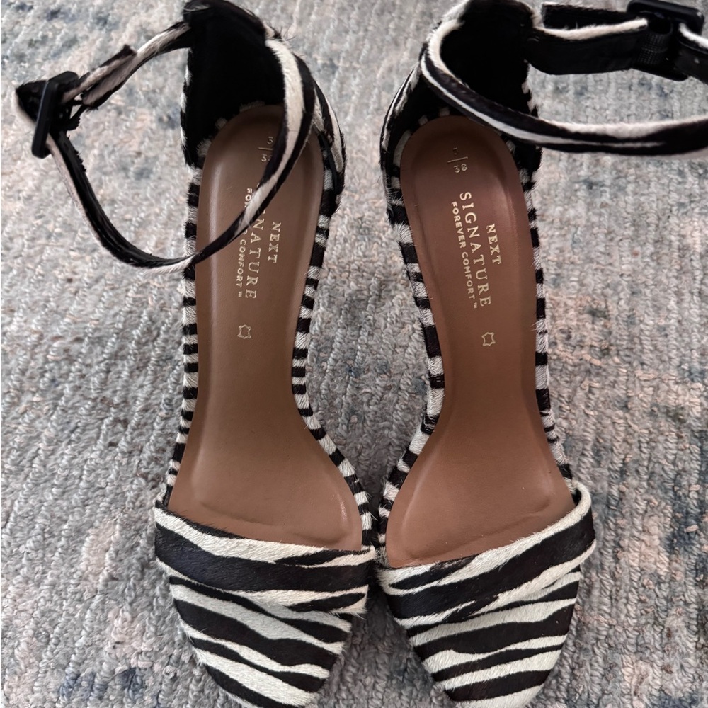 Next Black and White Zebra Print Sandals - Picture 6 of 10